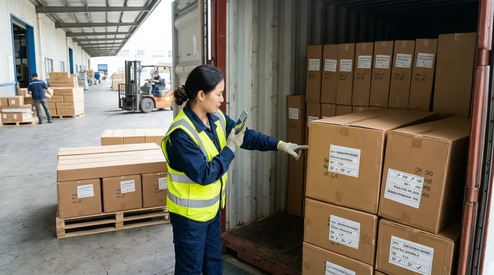 Random photography of packed cartons during container loading for traceability and dispute resolution
