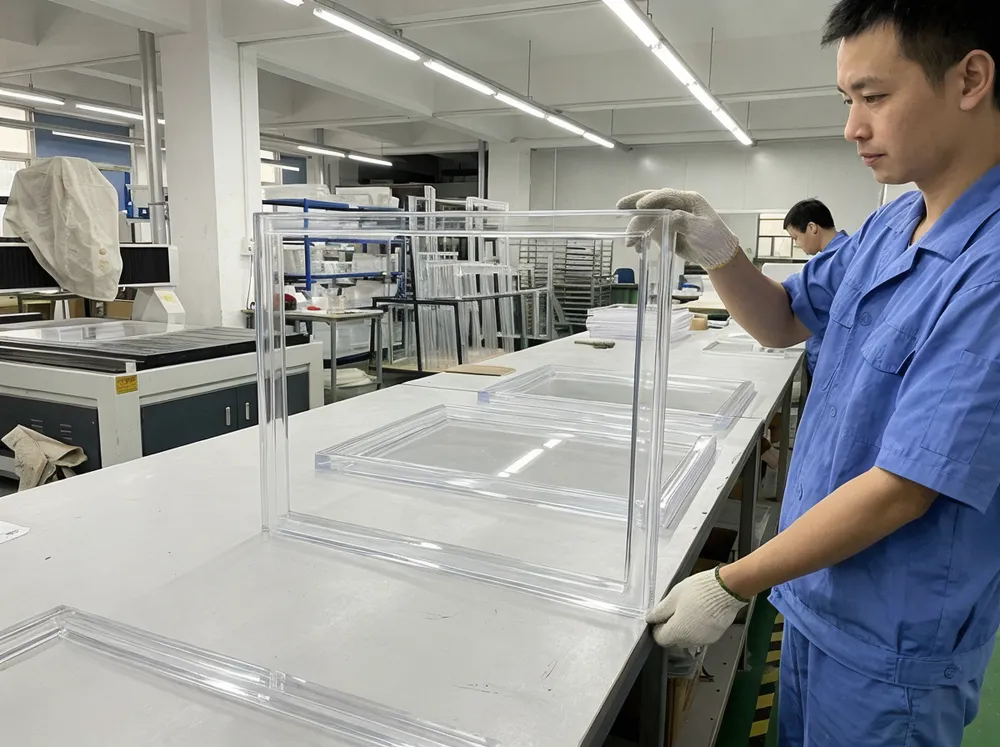 Cast acrylic frame showing uniform wall thickness and optical clarity finish