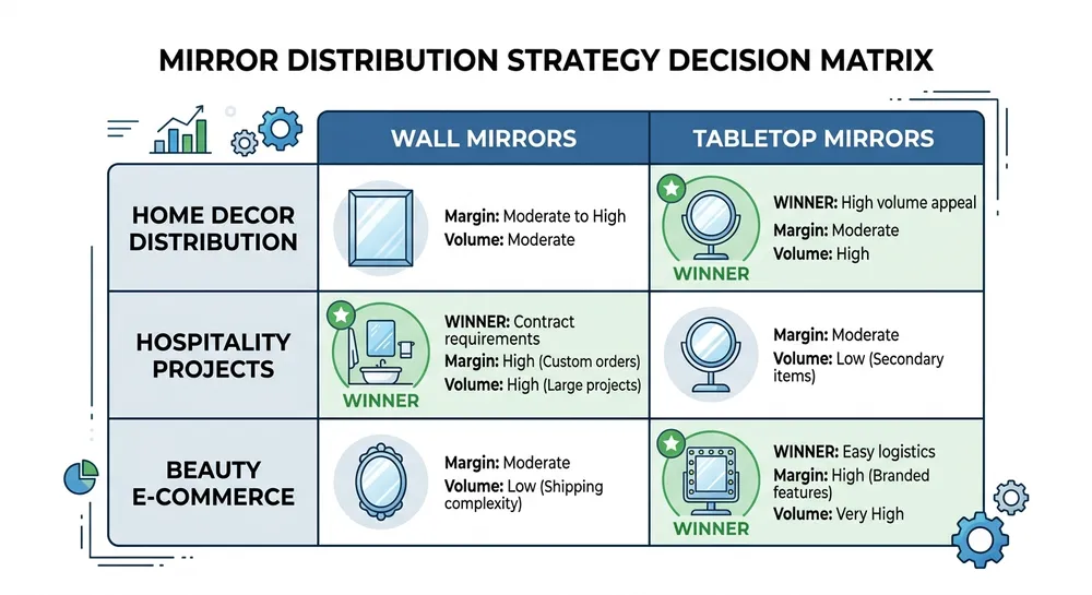 Wall vs Tabletop Decor Mirrors — Space Requirements, Packaging Costs, and Retail Demand for Wholesale Buyers