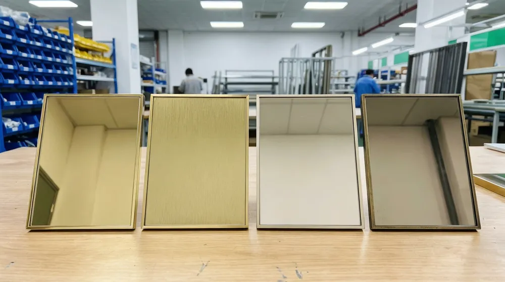 Gold mirror finish samples for interior designer wholesale distribution