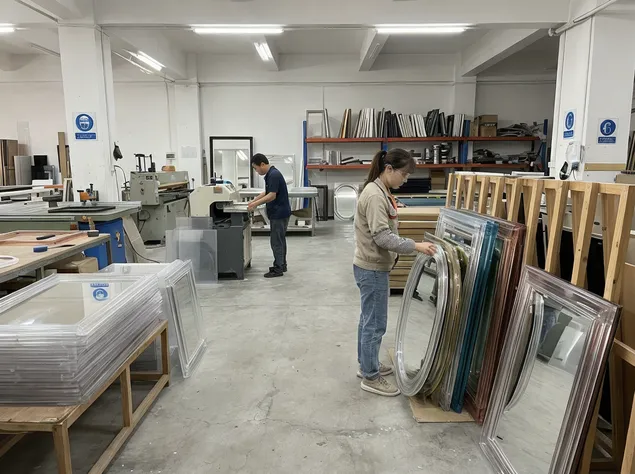 Acrylic framed mirrors for lightweight shatter-resistant applications