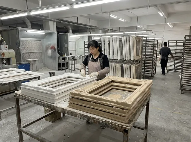 Composite and resin frame mirrors with ornate carved details