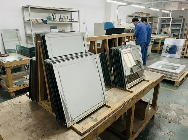 Frameless wall decor mirrors with beveled and polished edge treatments