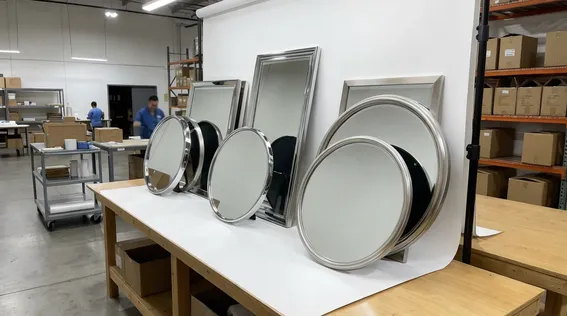 Silver frame mirrors displayed for e-commerce product photography