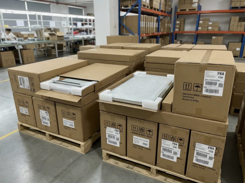 Wall decor mirrors packaged for e-commerce fulfillment with FBA-compliant cartons