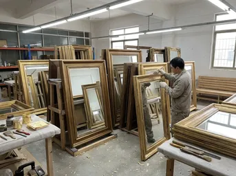 Solid wood and specialty finish bedroom mirrors with gold leaf and antique patina
