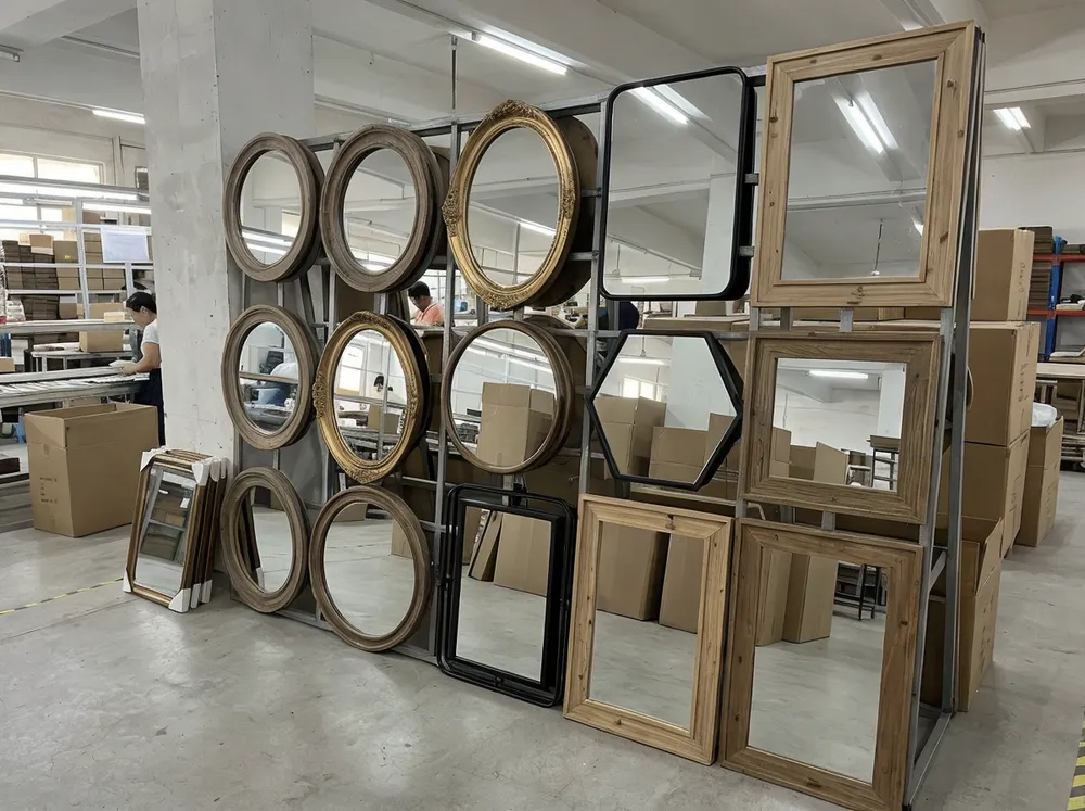 Collection of hallway decor mirrors in various frame styles and shapes