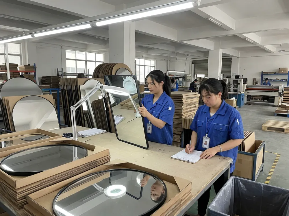 Quality inspection process for hallway decor mirrors