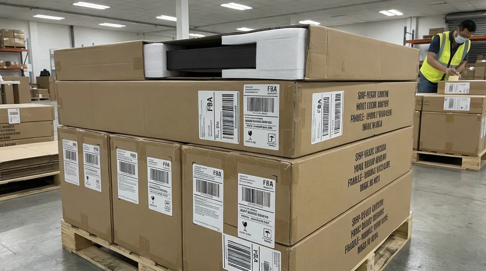 E-commerce ready mirror packaging with FBA-compliant labeling