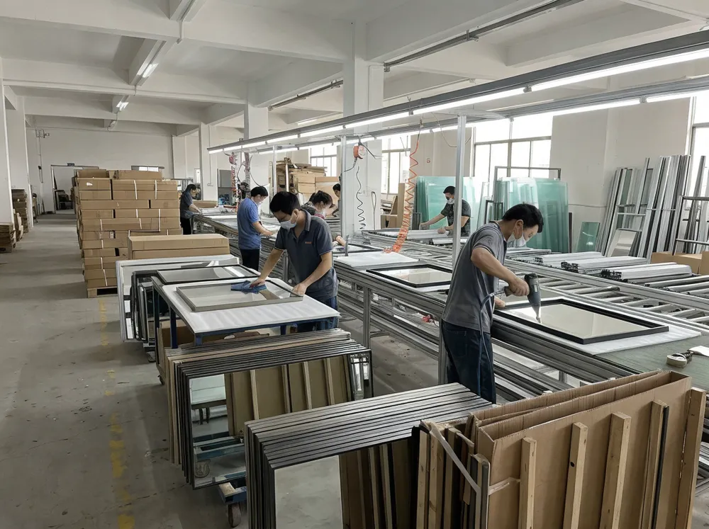 Rectangle mirror production at Livewellcraft factory