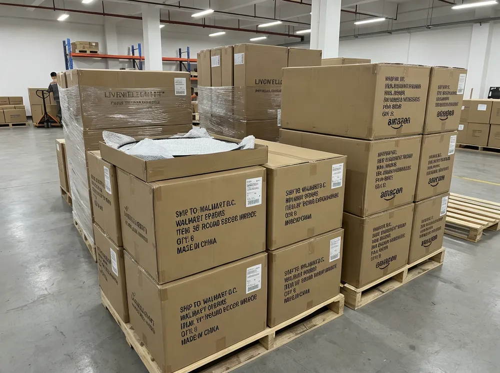 Custom branded packaging and private-label round mirrors ready for shipment