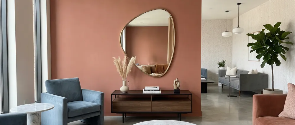 Aesthetic mirror as design accent in boutique hotel interior
