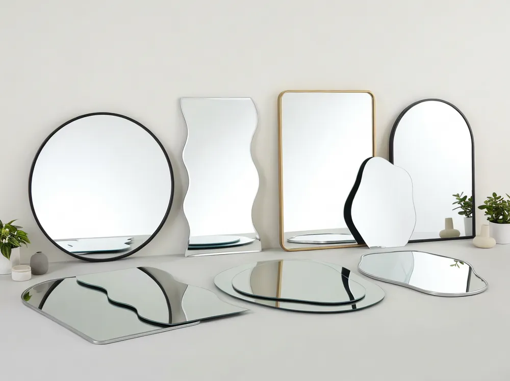 Modern and aesthetic decor mirrors arranged for e-commerce photography