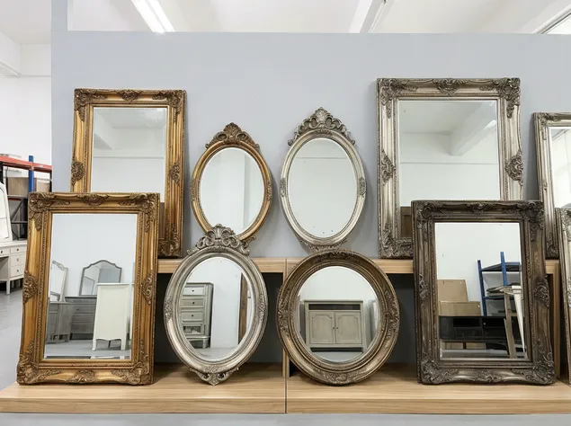 Vintage decor mirrors with ornate frames and antiqued finishes