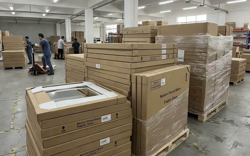 Modern mirrors packaged for e-commerce and retail distribution