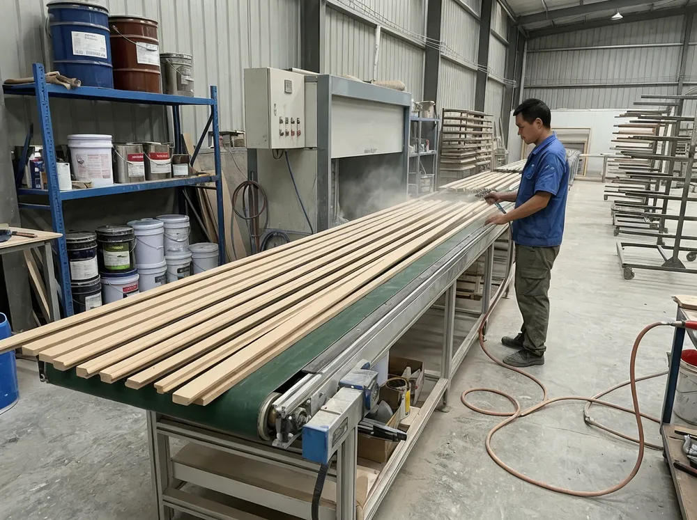 MDF frame multi-coat lacquer finishing process
