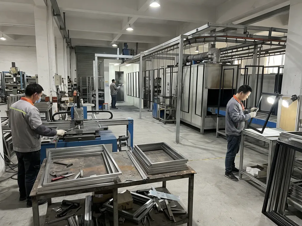 CNC metal frame production and powder coating line for modern mirrors