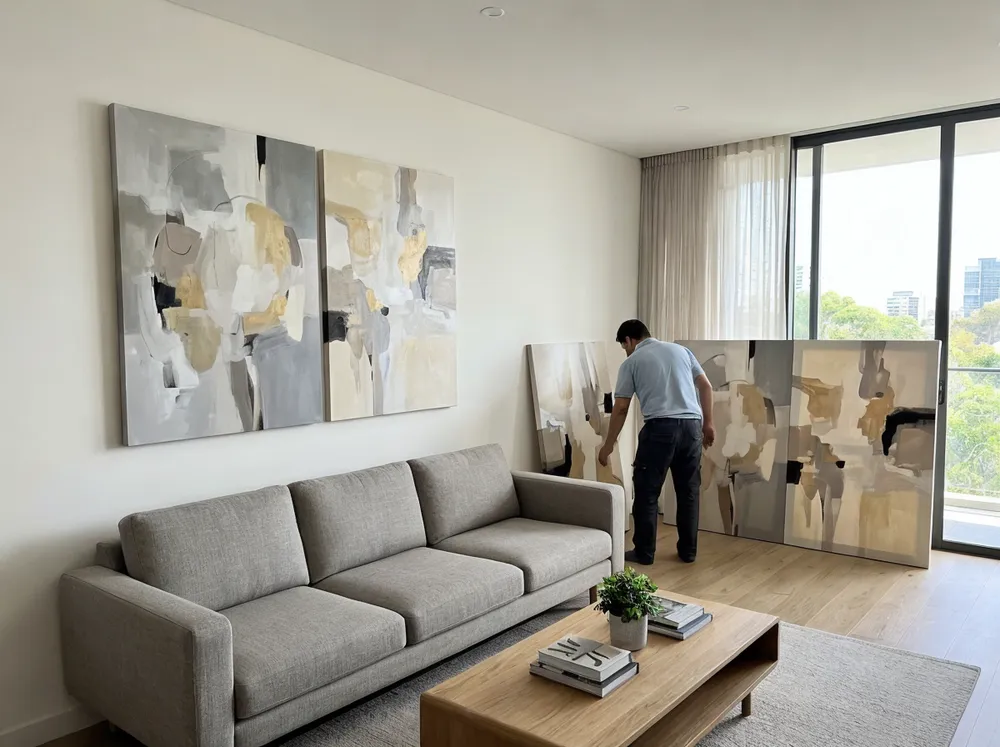 Abstract canvas wall art used in real estate property staging