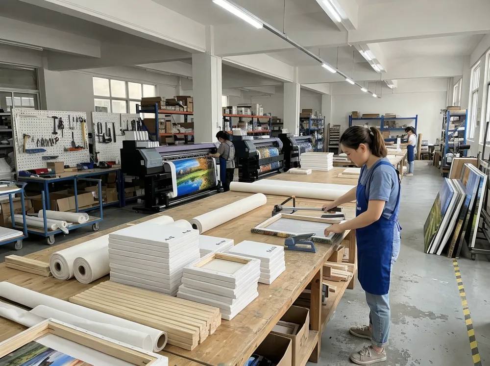 Canvas wall art production facility ready for your custom program