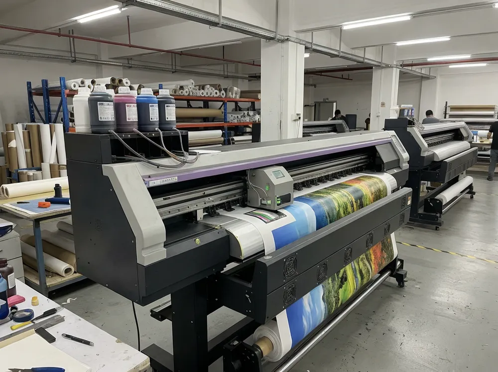 Wide-format eco-solvent printer with inline color calibration system