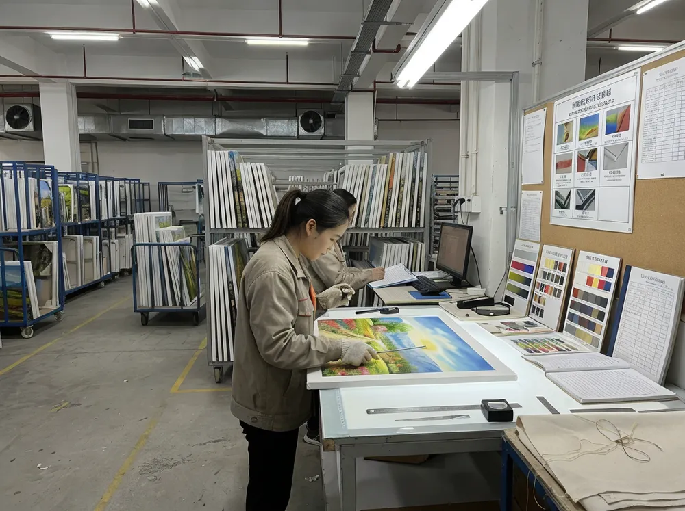 Quality control inspection station at Livewellcraft canvas production facility