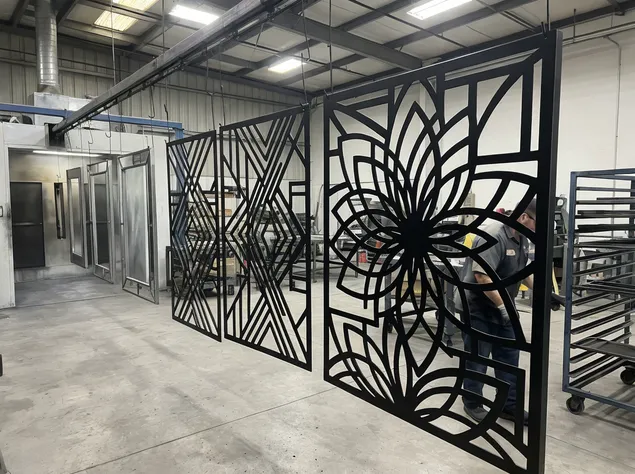 Laser-cut and powder-coated metal wall art