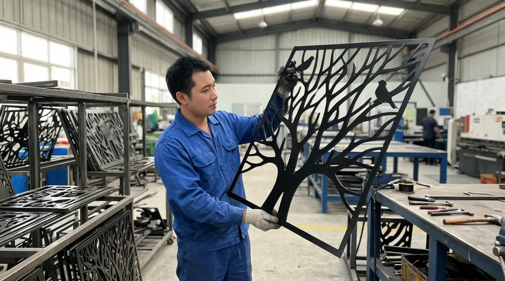 Metal wall art with durable three-stage powder coat finish