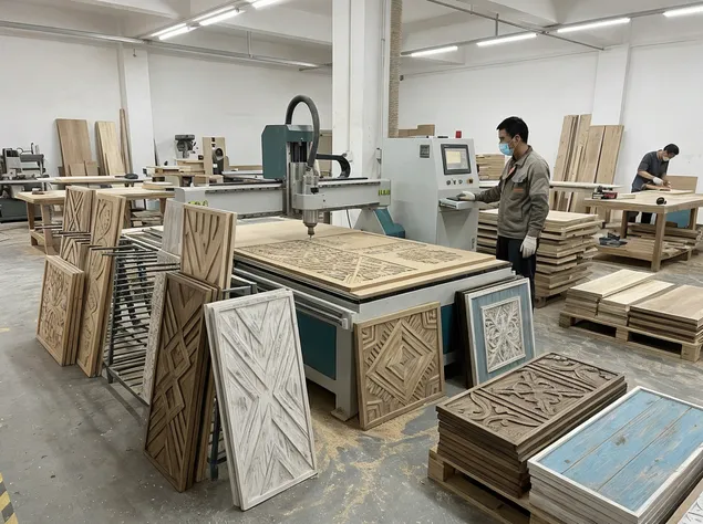 Carved and CNC-routed wood wall art panels