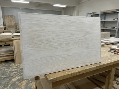 Paulownia substrate with whitewash finish showing prominent grain