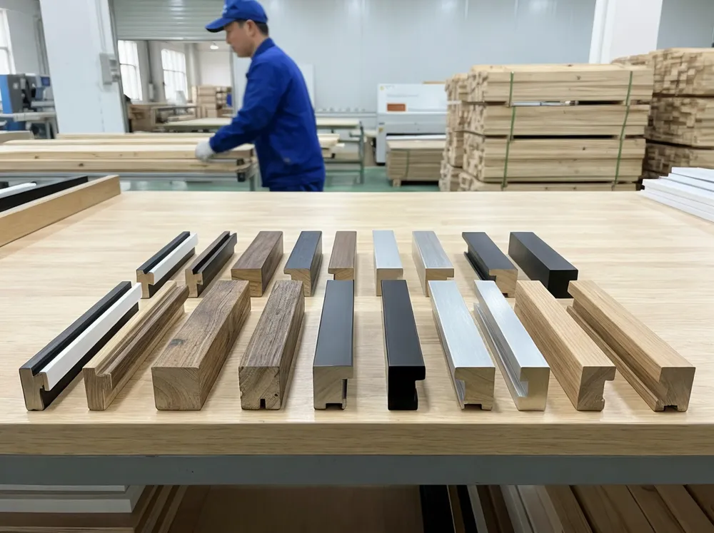 Selection of frame profile options for bedroom wall art customization