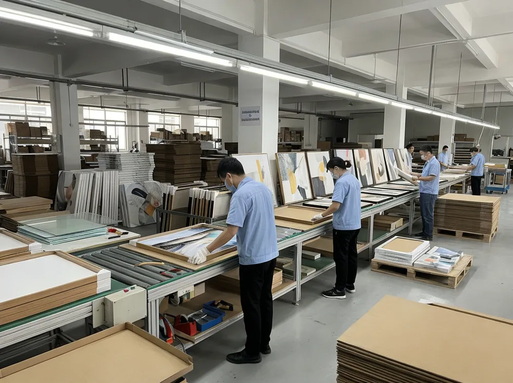 Custom wall art OEM/ODM production line at Livewellcraft factory