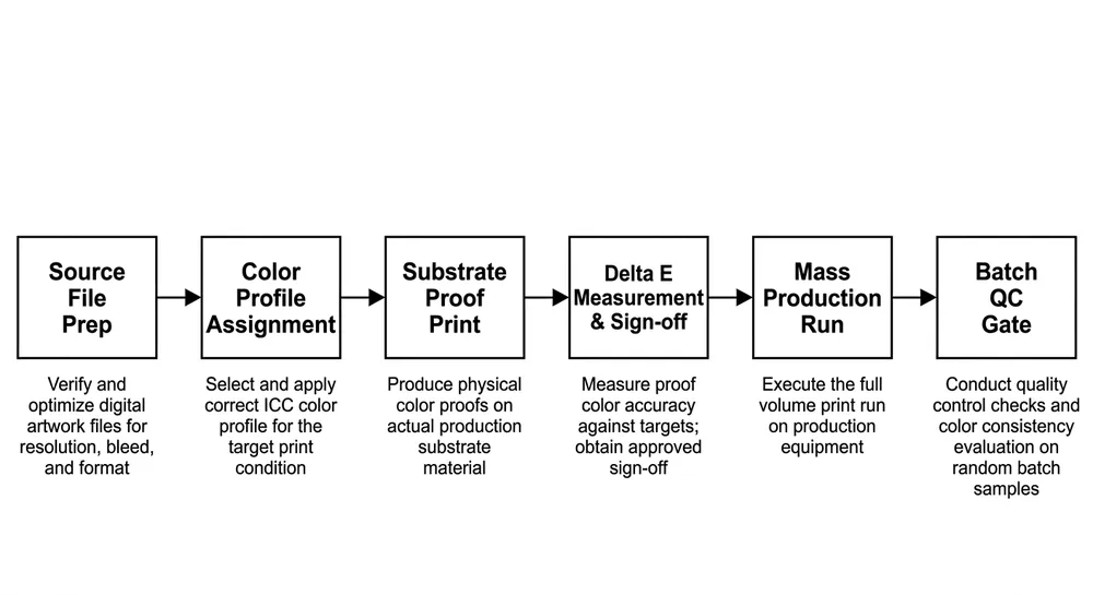 Step-by-step color accuracy workflow for nature wall art from file prep to mass production QC