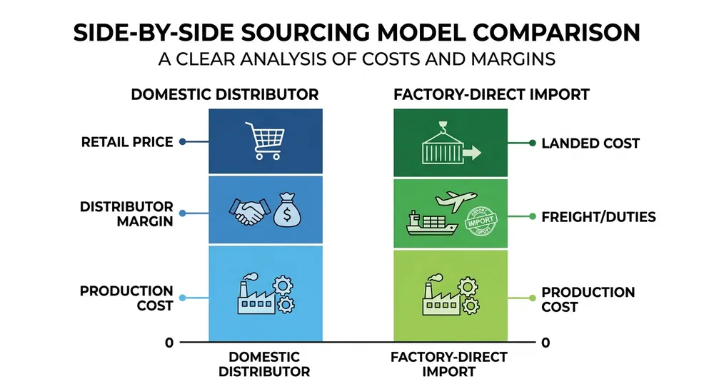 Factory-Direct vs Domestic Distributor: Landed Cost Comparison Landed cost comparison between factory-direct wall art sourcing and domestic US distributor pricing for e-commerce retailers