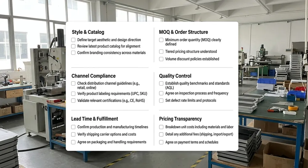 Wall Art Supplier Pre-Order Sourcing Checklist Pre-order sourcing checklist for e-commerce retailers evaluating wall art suppliers covering style verification, MOQ, channel compliance, and quality control