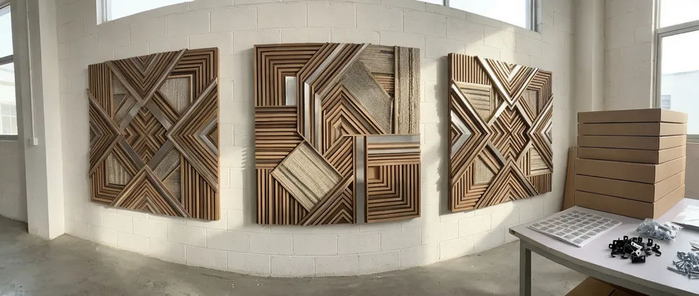 E-commerce product photography showing dimensional texture and shadow depth of creative wall art