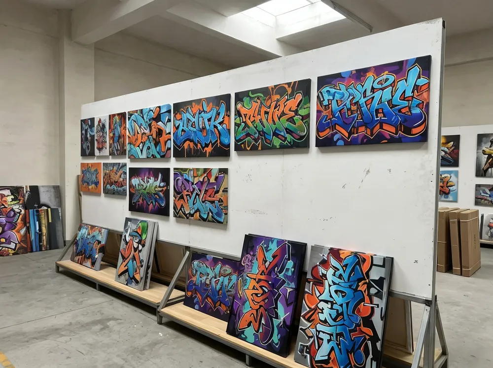 Graffiti wall art displayed for e-commerce marketplace retail