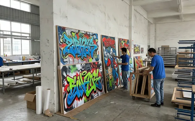 Graffiti wall art with urban street art aesthetic