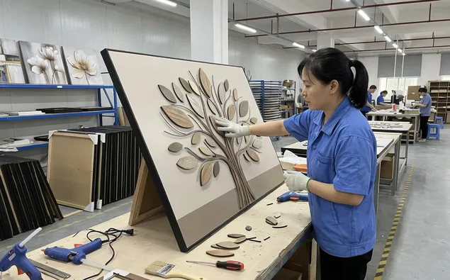 Tree wall art with dimensional elements