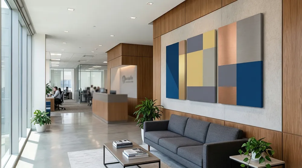 Modern wall art in corporate office interior design
