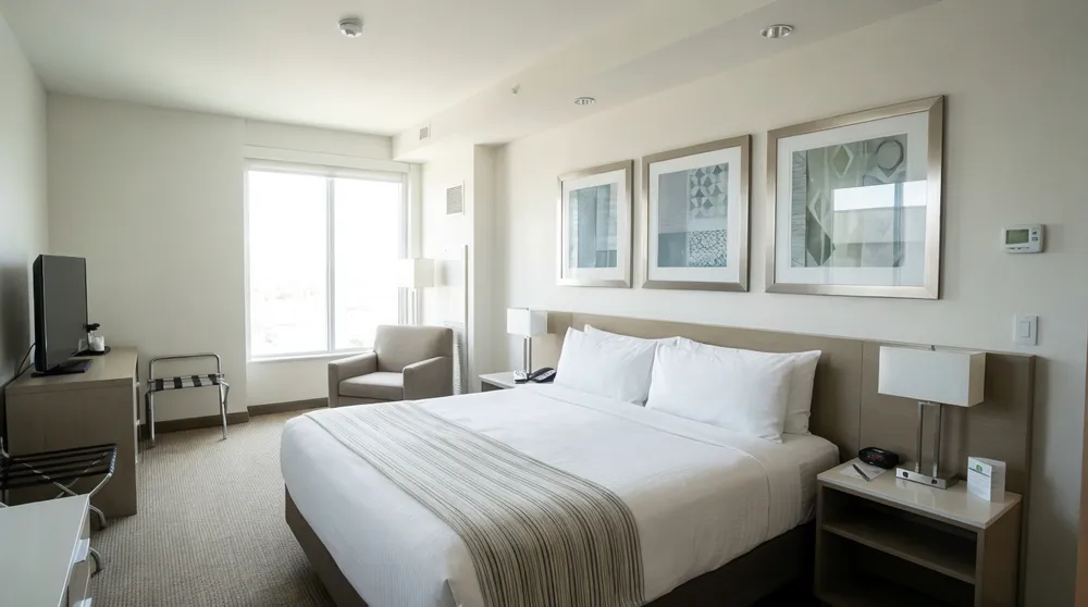 Modern wall art in hotel room staging application