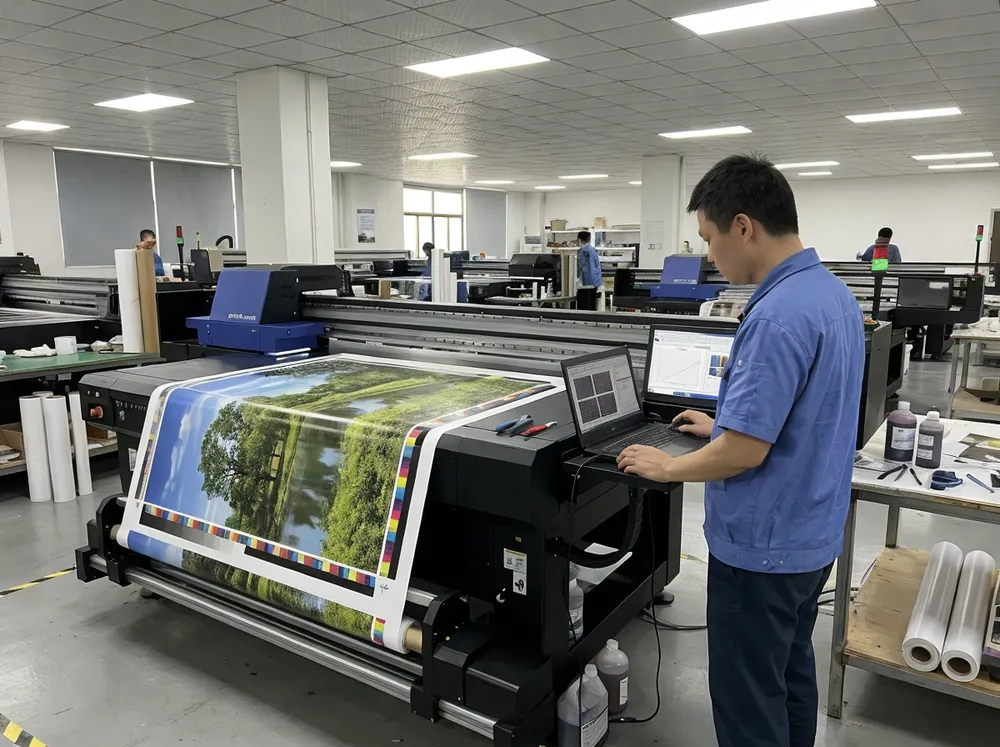 Epson large-format UV printer calibration for nature wall art production