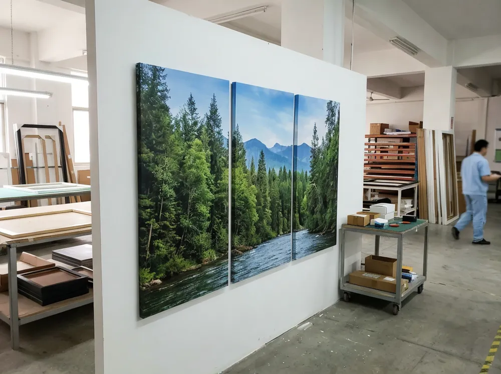 Multi-panel nature wall art set showing consistent color matching across triptych configuration