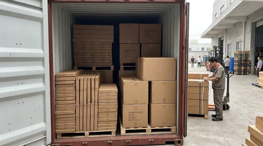 Container loading configuration for tree wall art shipments