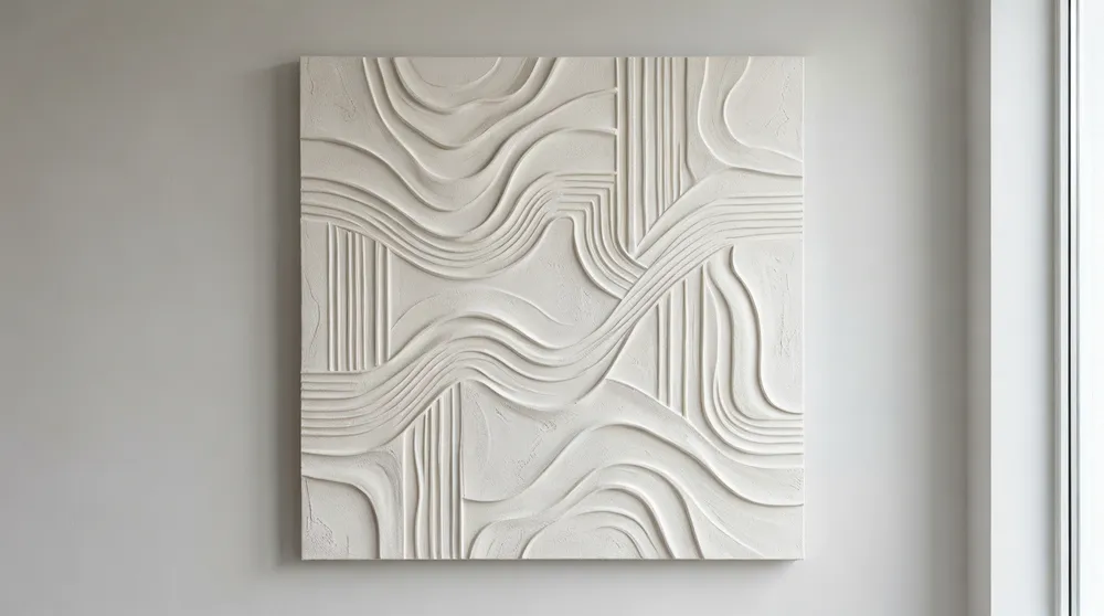 Texture wall art product photography for e-commerce listings showing light and shadow on relief surface