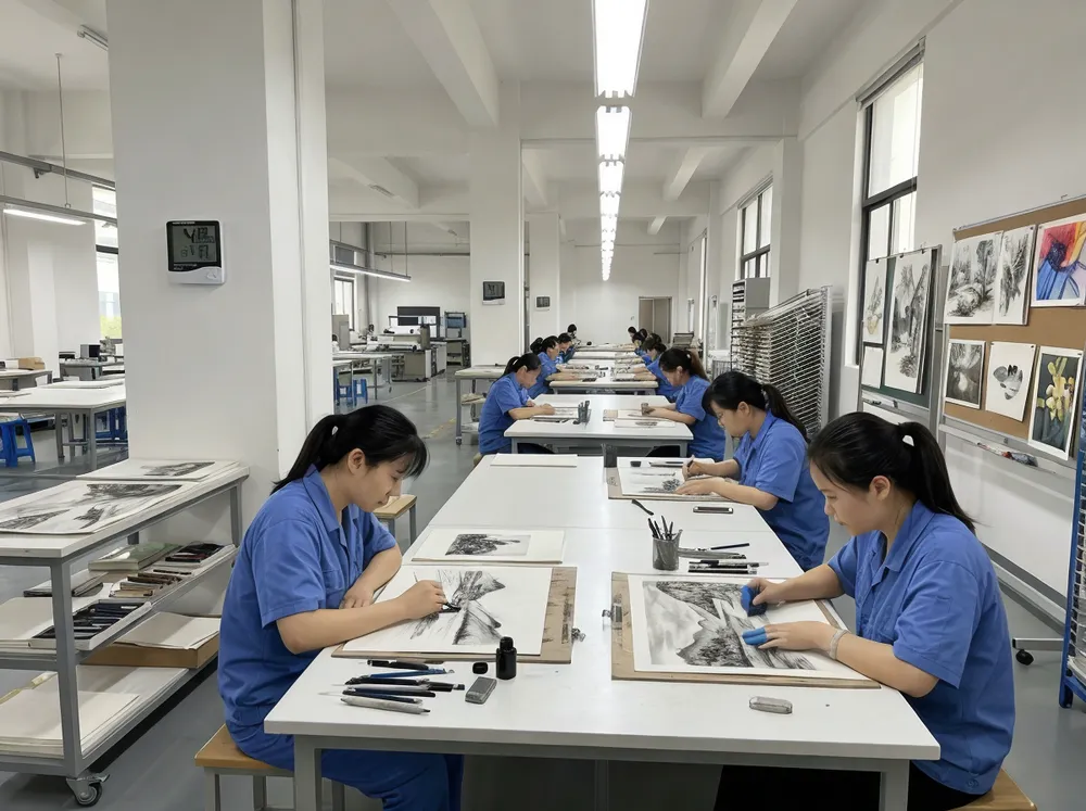 Climate-controlled drawing production floor with humidity monitoring