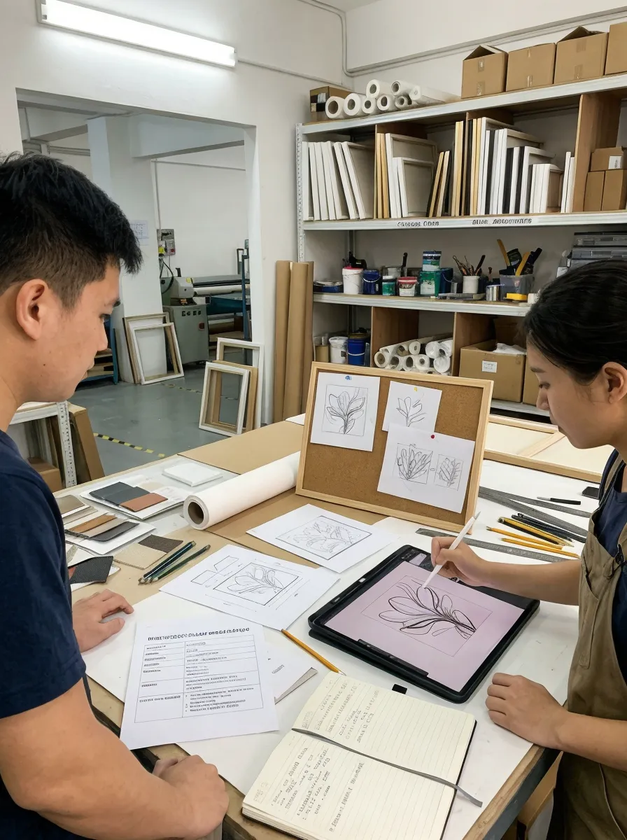 Custom wall art drawing design development process