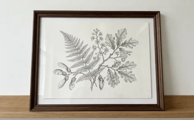 Detailed graphite pencil botanical illustration on smooth archival paper