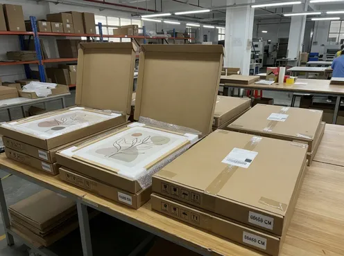 Wall art drawings displayed in retail e-commerce packaging