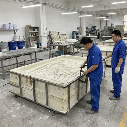 Fiberglass production mold for high-volume sculpture casting
